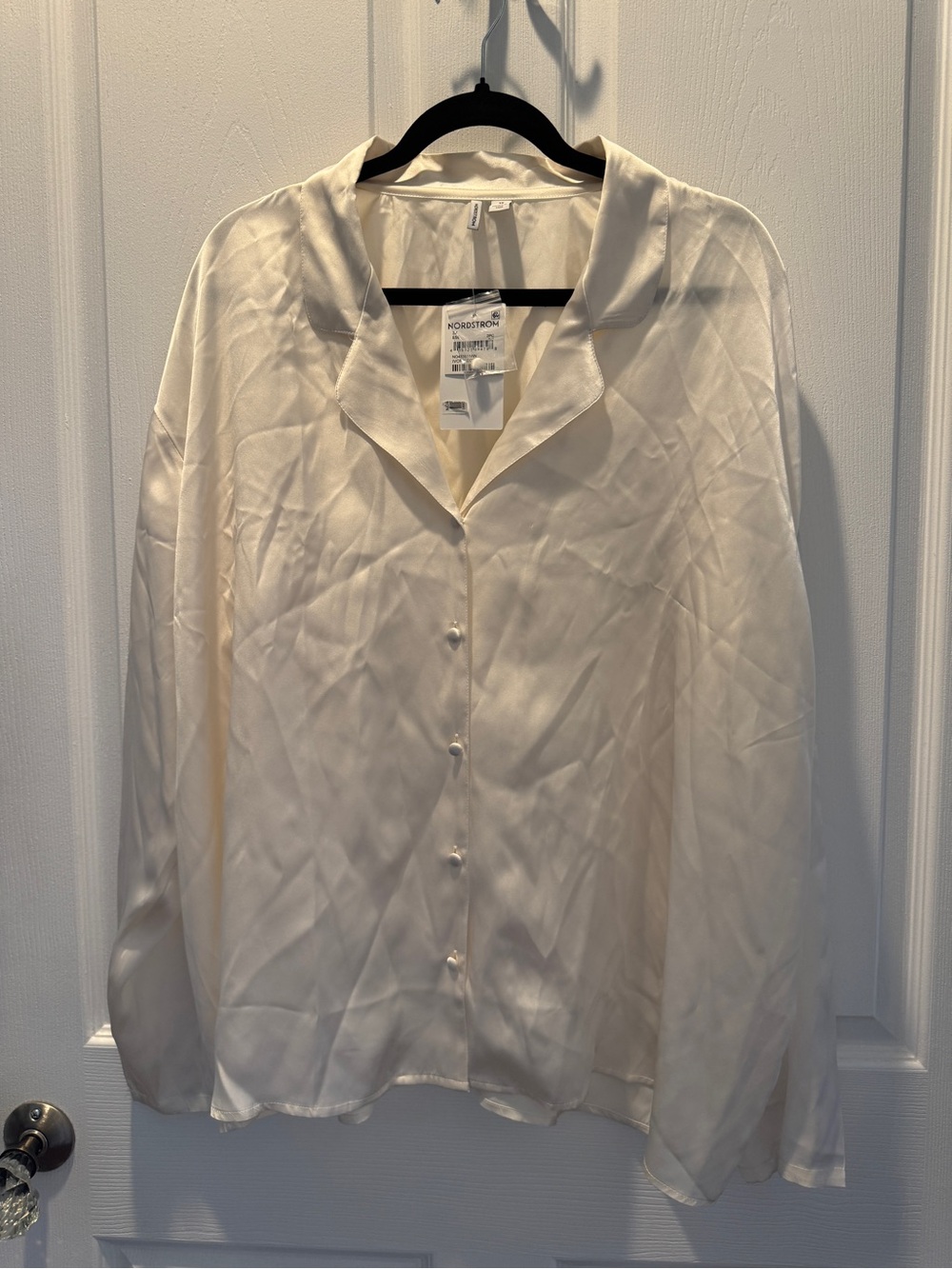 Nordstrom Cream Pure Silk Tie-Waist Pajama Set